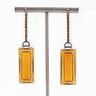 Platinum & 18K Yellow Gold Amber And Diamond Drop Dangle Earrings - The Back Vault