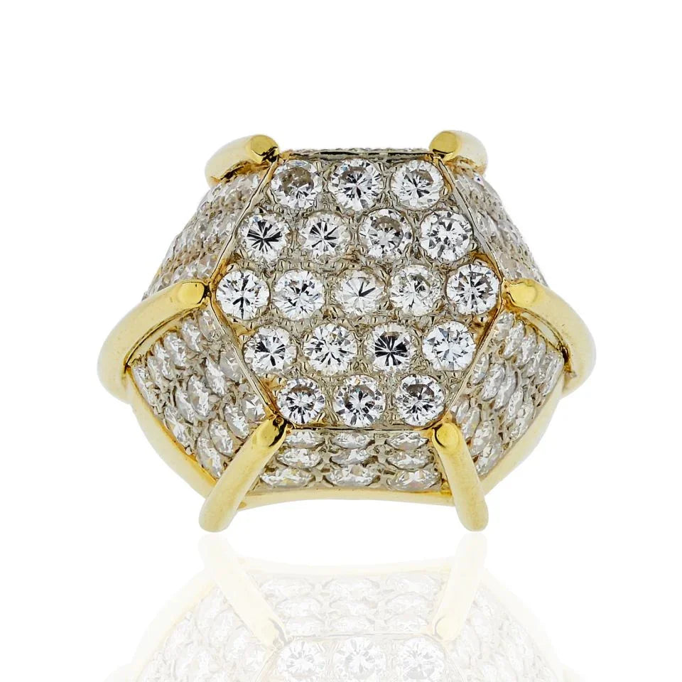 Platinum & 18K Yellow Gold 5.00 Carat Octagon Diamond 1980's Ring - The Back Vault