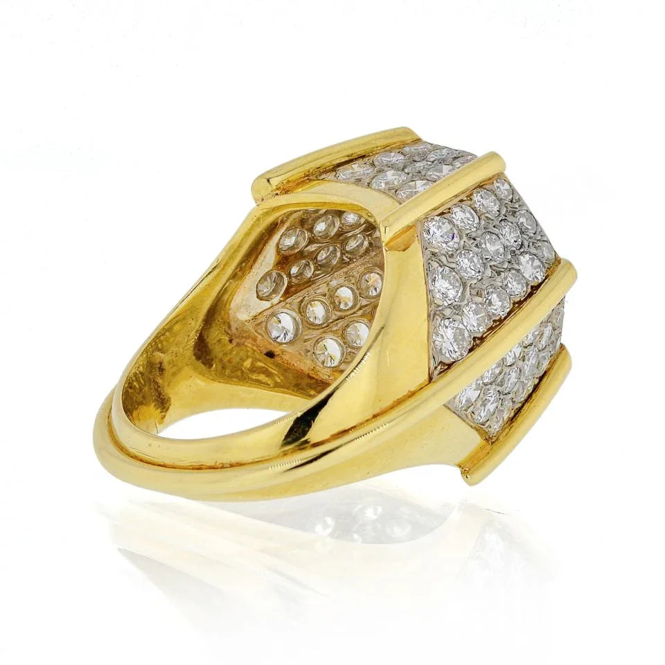Platinum & 18K Yellow Gold 5.00 Carat Octagon Diamond 1980's Ring - The Back Vault