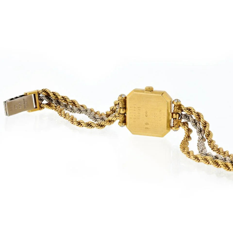Van Cleef & Arpels 18K Two Tone Square Case, Diamond Dial Vintage Women Watch - The Back Vault