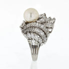 1950's Platinum Diamond Pearl Large Cluster 10.00 Carat Ring - The Back Vault