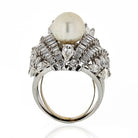1950's Platinum Diamond Pearl Large Cluster 10.00 Carat Ring - The Back Vault