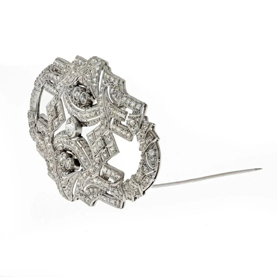 Art Deco Platinum Filigree 7.00cts Diamond Brooch - The Back Vault