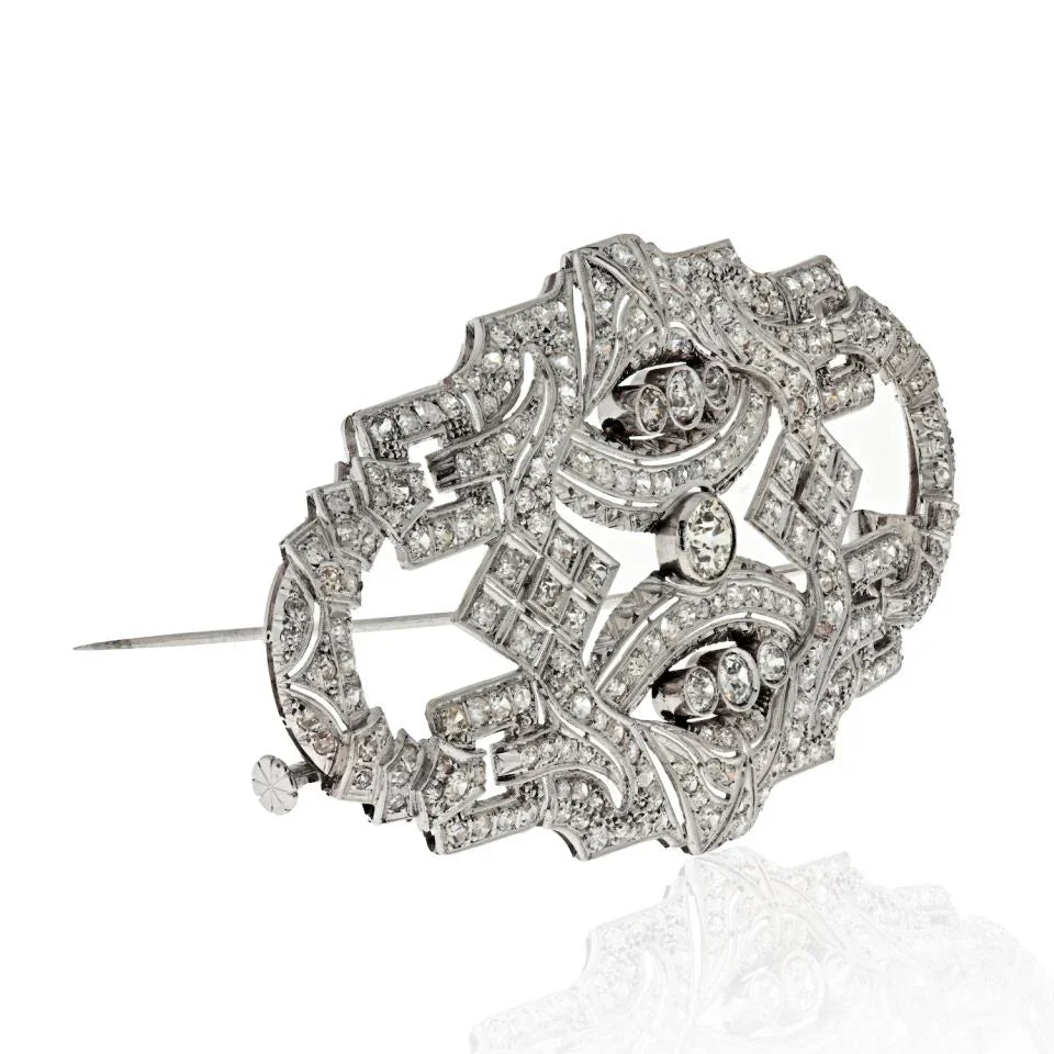 Art Deco Platinum Filigree 7.00cts Diamond Brooch - The Back Vault