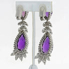 Amethyst 18K White Gold 16.00cts Diamond Drop Earrings - The Back Vault