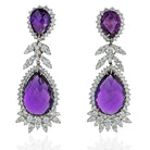 Amethyst 18K White Gold 16.00cts Diamond Drop Earrings - The Back Vault
