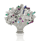 1950's Platinum Multi-color Gemstone And Diamond Brooch - The Back Vault