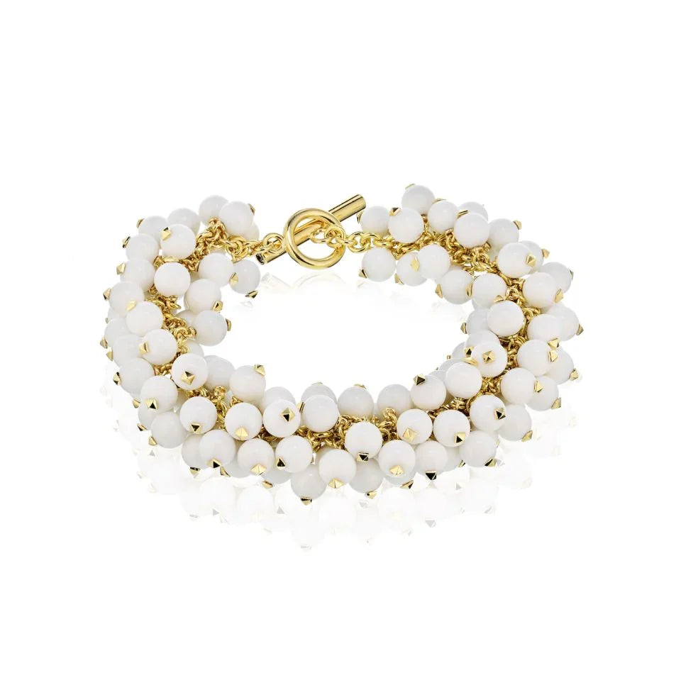 Aletto Bros. 18K Yellow Gold White Agate Bracelet - The Back Vault