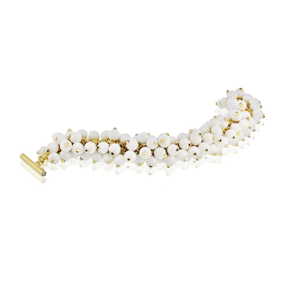 Aletto Bros. 18K Yellow Gold White Agate Bracelet - The Back Vault