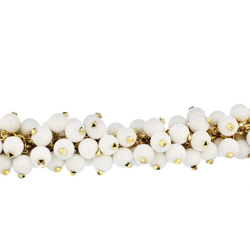 Aletto Bros. 18K Yellow Gold White Agate Bracelet - The Back Vault