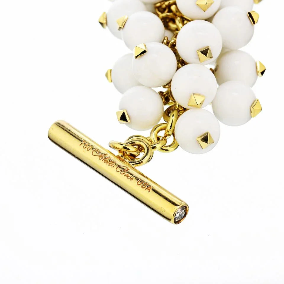 Aletto Bros. 18K Yellow Gold White Agate Bracelet - The Back Vault