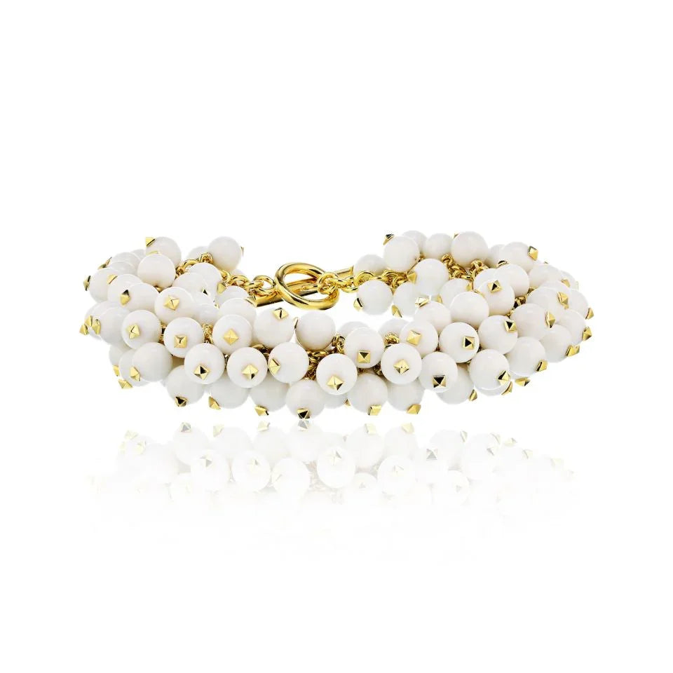 Aletto Bros. 18K Yellow Gold White Agate Bracelet - The Back Vault