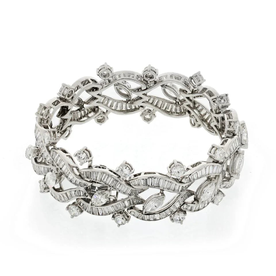 1970's Platinum 30.00cts Diamonds Vintage Bracelet - The Back Vault