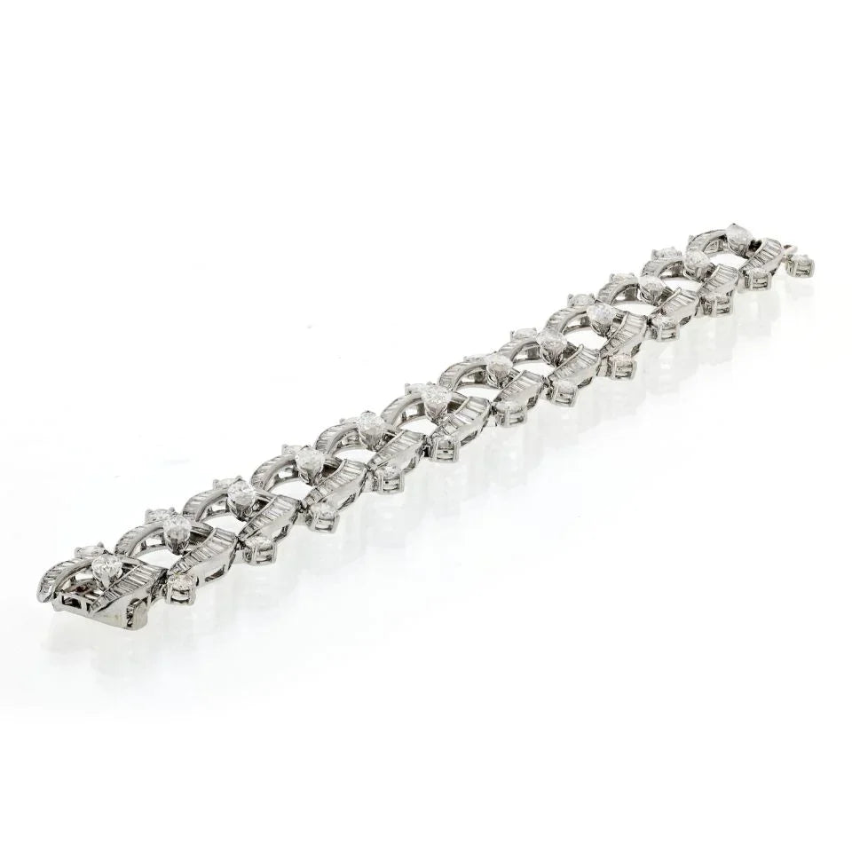 1970's Platinum 30.00cts Diamonds Vintage Bracelet - The Back Vault