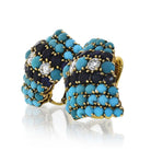 David Webb 1960's Turquoise, Sapphire And 1.50cts Diamonds Earrings - The Back Vault