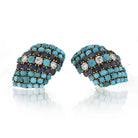 David Webb 1960's Turquoise, Sapphire And 1.50cts Diamonds Earrings - The Back Vault
