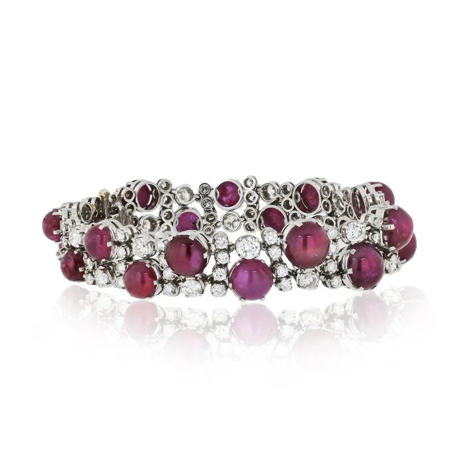 Platinum 8.50 cttw Ruby And Diamond Bracelet - The Back Vault
