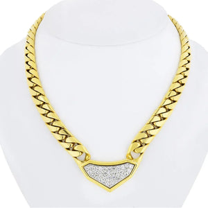 David Webb 1970's Platinum & 18K Yellow Gold 3.75cts Diamond Link Necklace