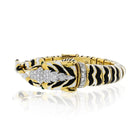David Webb Tiger Platinum & 18K Yellow Gold Enamel Stripped Bracelet - The Back Vault