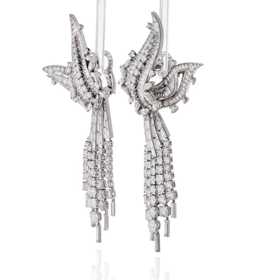 David Webb Platinum & 18K White Gold Day And Night 50 Carat Diamond Earrings - The Back Vault