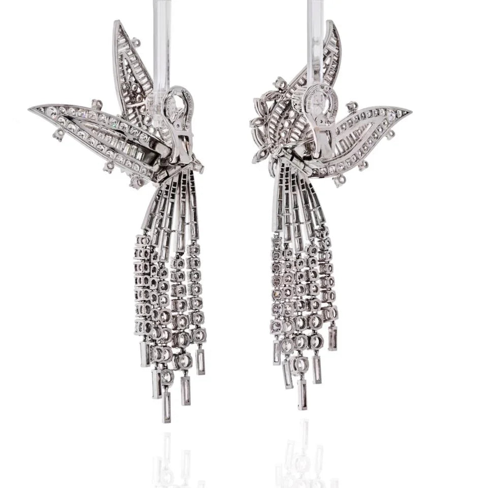 David Webb Platinum & 18K White Gold Day And Night 50 Carat Diamond Earrings - The Back Vault