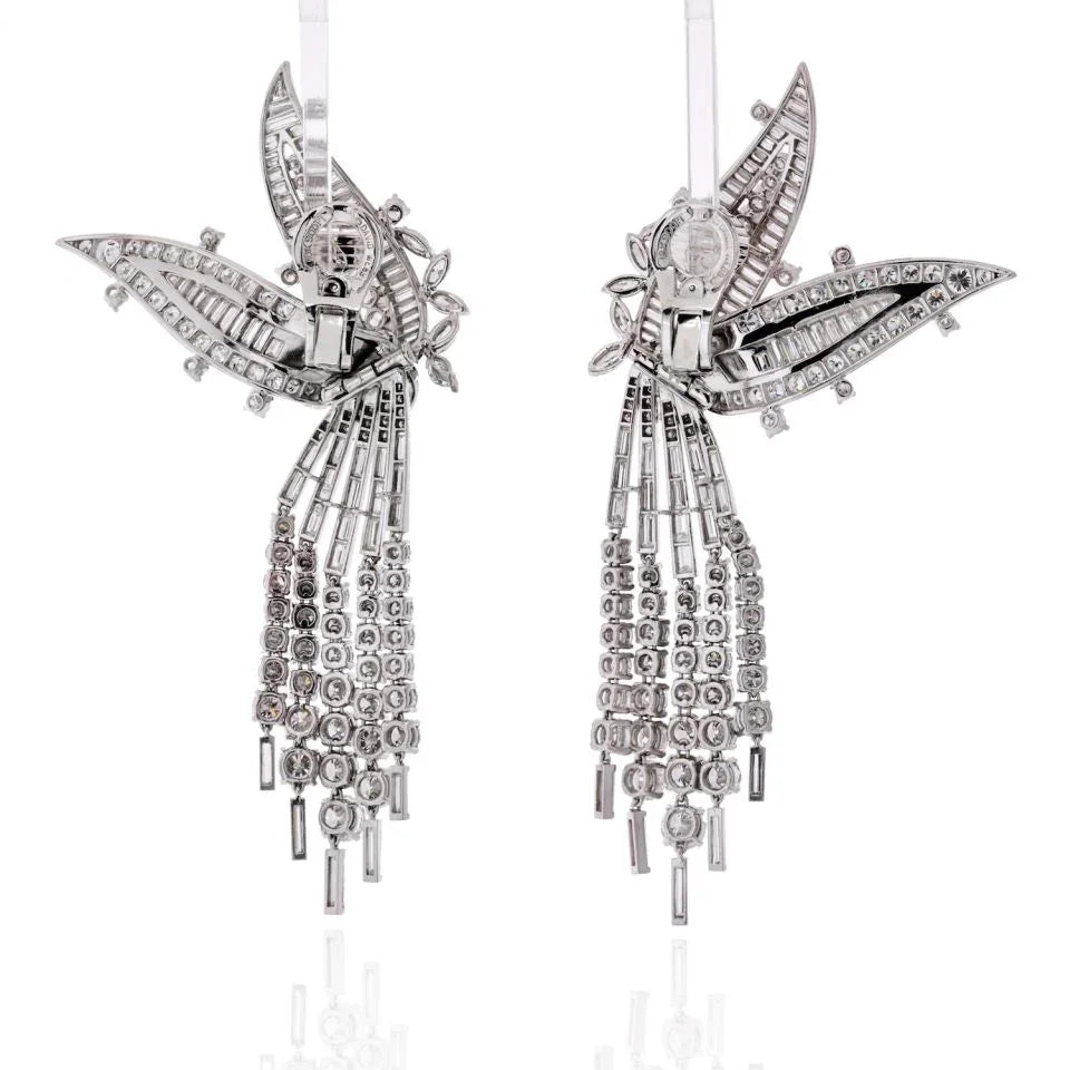 David Webb Platinum & 18K White Gold Day And Night 50 Carat Diamond Earrings - The Back Vault