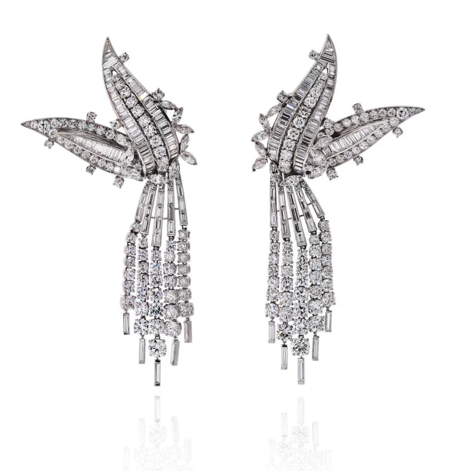 David Webb Platinum & 18K White Gold Day And Night 50 Carat Diamond Earrings - The Back Vault
