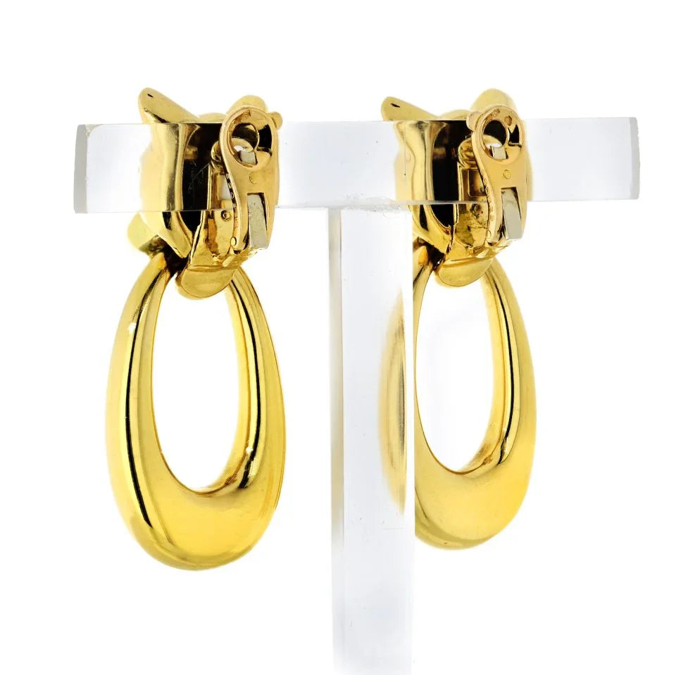 Cartier Panthere 18K Yellow Gold Door Knockers Clip Earrings - The Back Vault