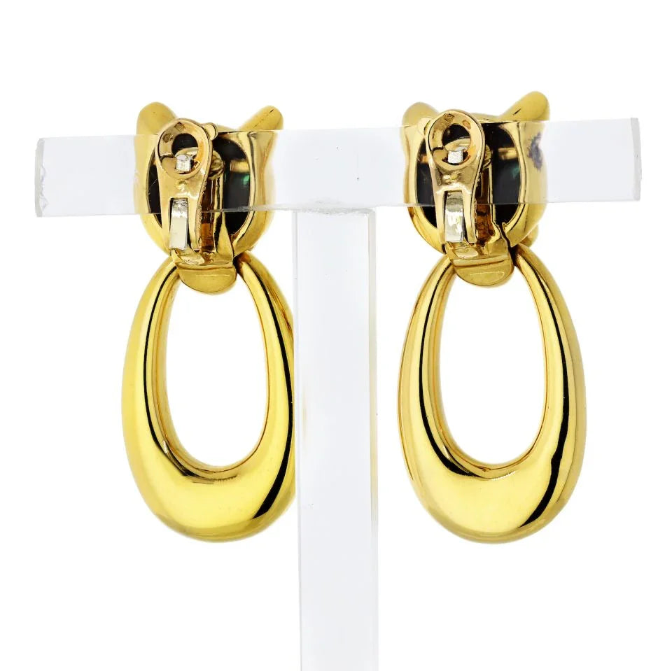 Cartier Panthere 18K Yellow Gold Door Knockers Clip Earrings - The Back Vault