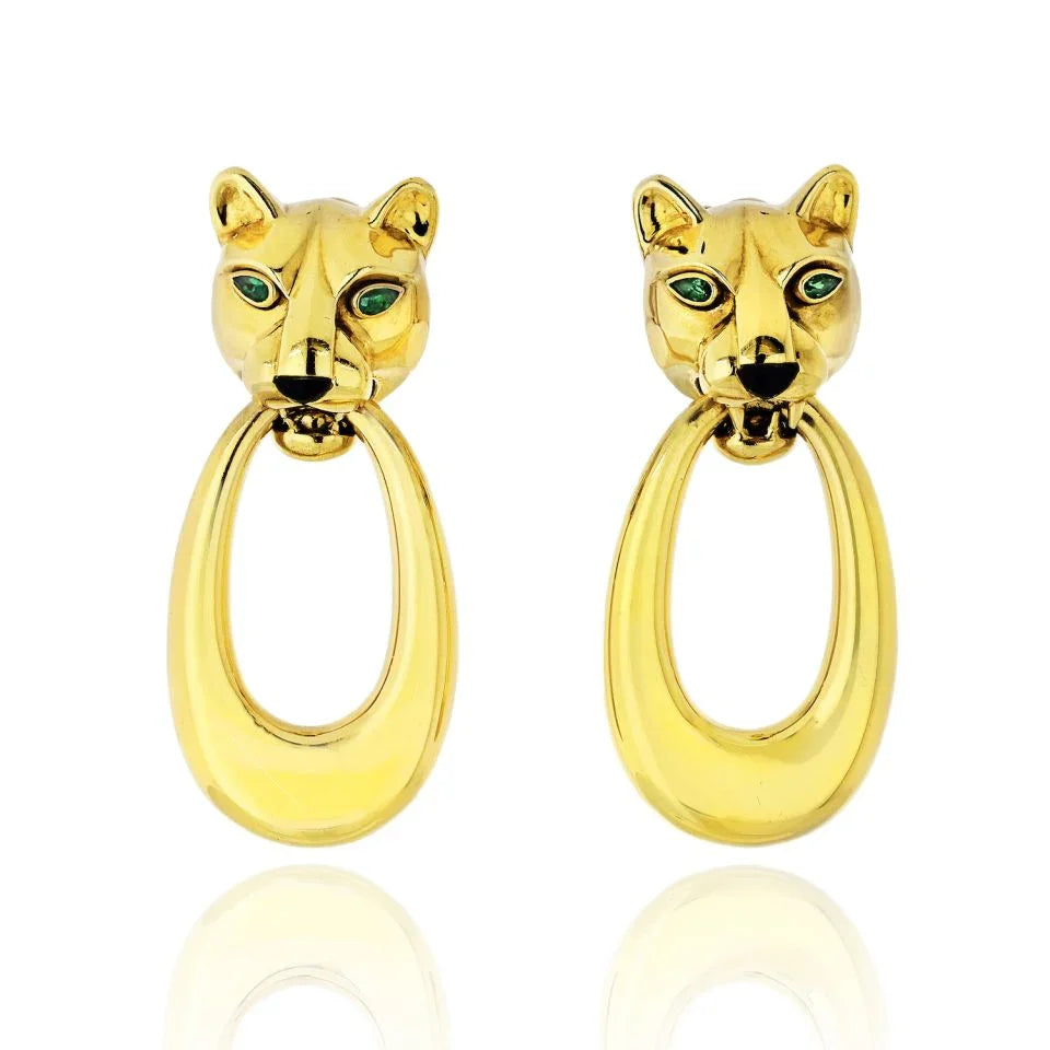 Cartier Panthere 18K Yellow Gold Door Knockers Clip Earrings - The Back Vault
