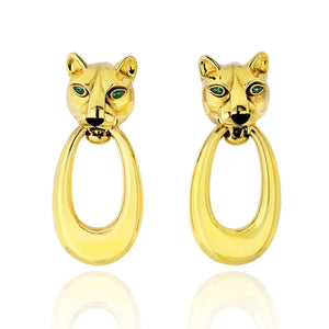 Cartier Panthere 18K Yellow Gold Door Knockers Clip Earrings