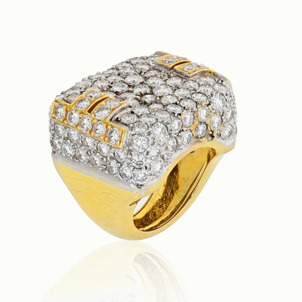 Hammerman Brothers Platinum & 18K Yellow Gold 10 Carat Diamond Mens Ring - The Back Vault