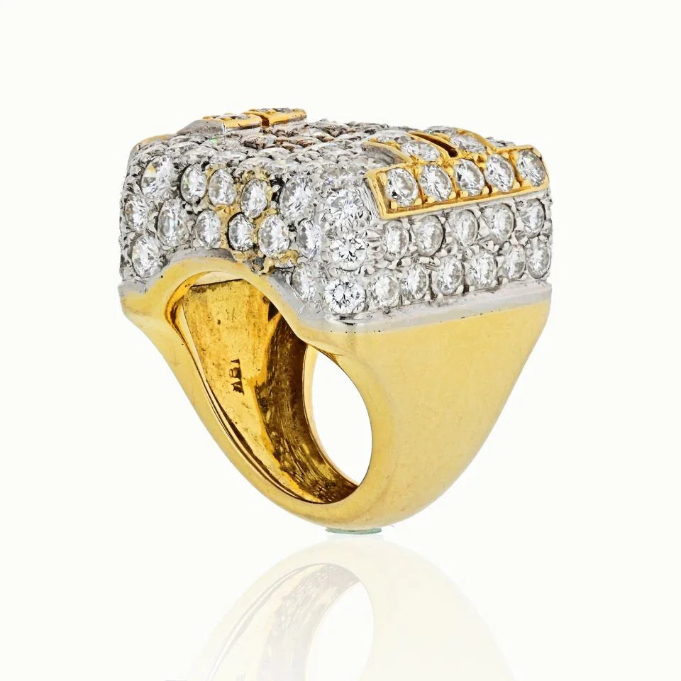 Hammerman Brothers Platinum & 18K Yellow Gold 10 Carat Diamond Mens Ring - The Back Vault