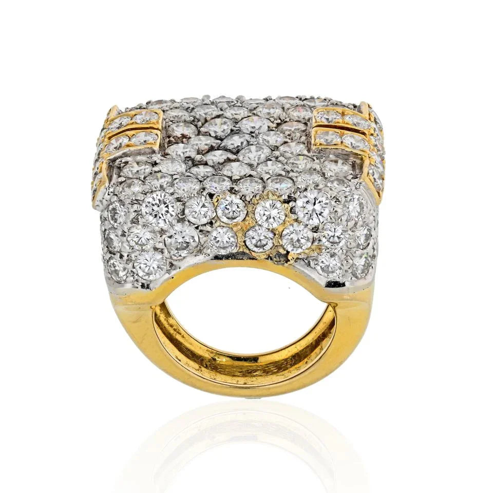 Hammerman Brothers Platinum & 18K Yellow Gold 10 Carat Diamond Mens Ring - The Back Vault