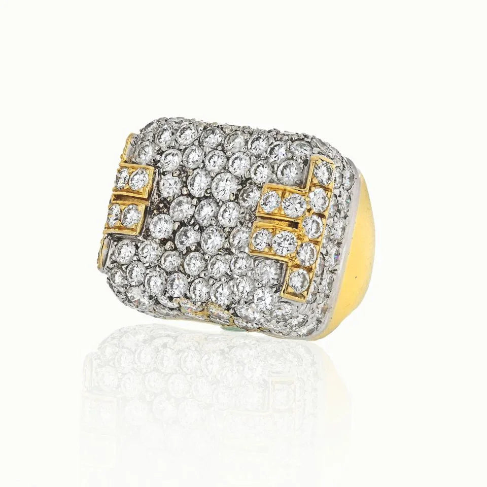 Hammerman Brothers Platinum & 18K Yellow Gold 10 Carat Diamond Mens Ring - The Back Vault