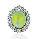 1970's Platinum Large Fire Opal And Diamond Ring - The Back Vault