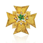 Van Cleef & Arpels Maltese Cr 18K Yellow Gold Diamond And Emerald Pendant And Brooch - The Back Vault
