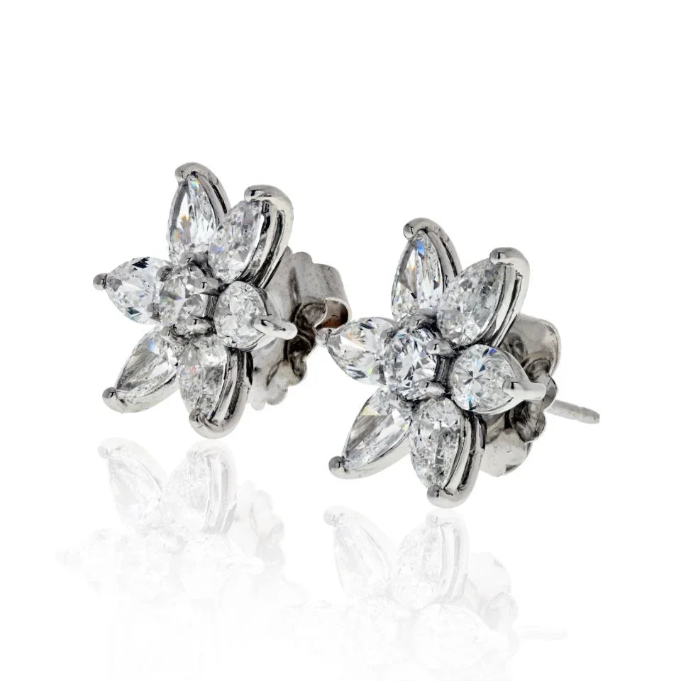 18K White Gold 6.50 Carat Star Shaped Diamond Earrings - The Back Vault
