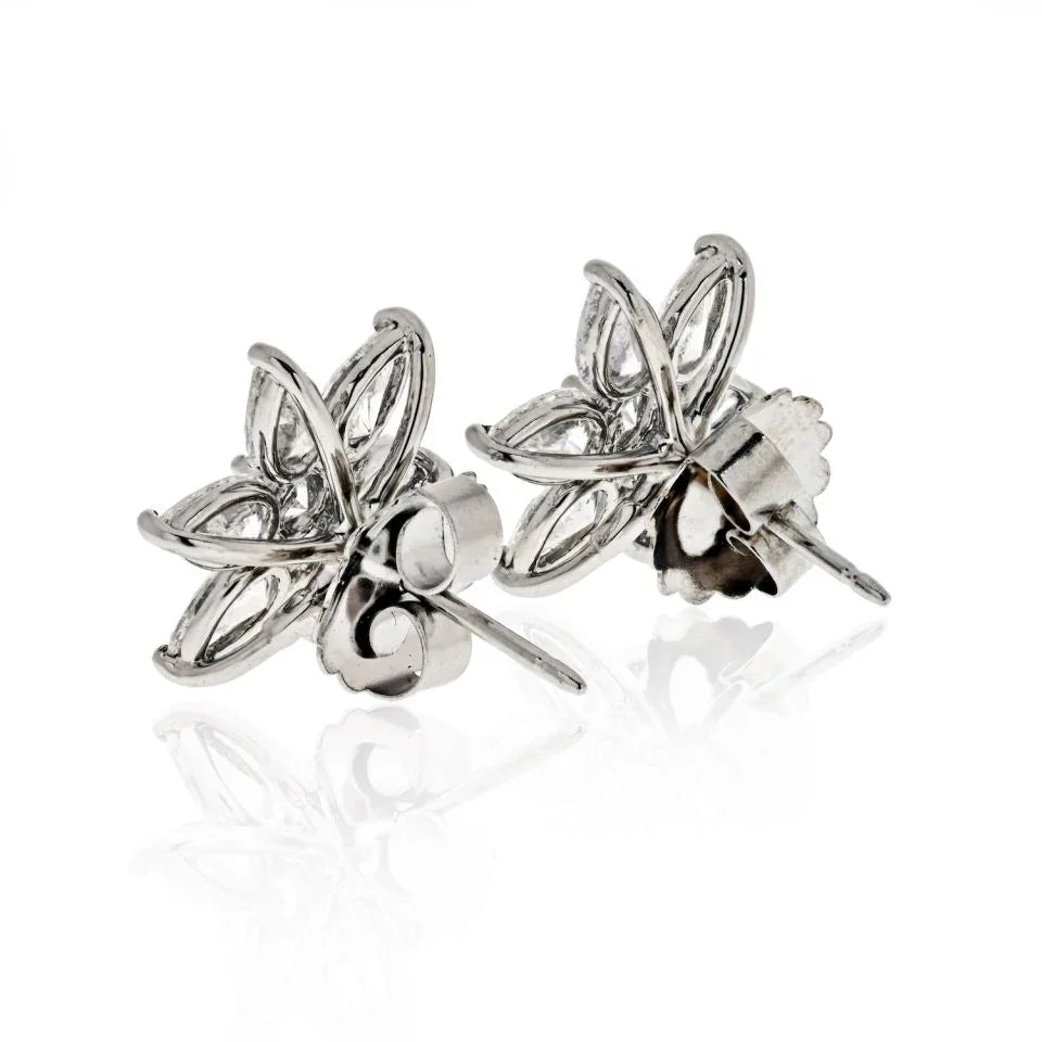 18K White Gold 6.50 Carat Star Shaped Diamond Earrings - The Back Vault