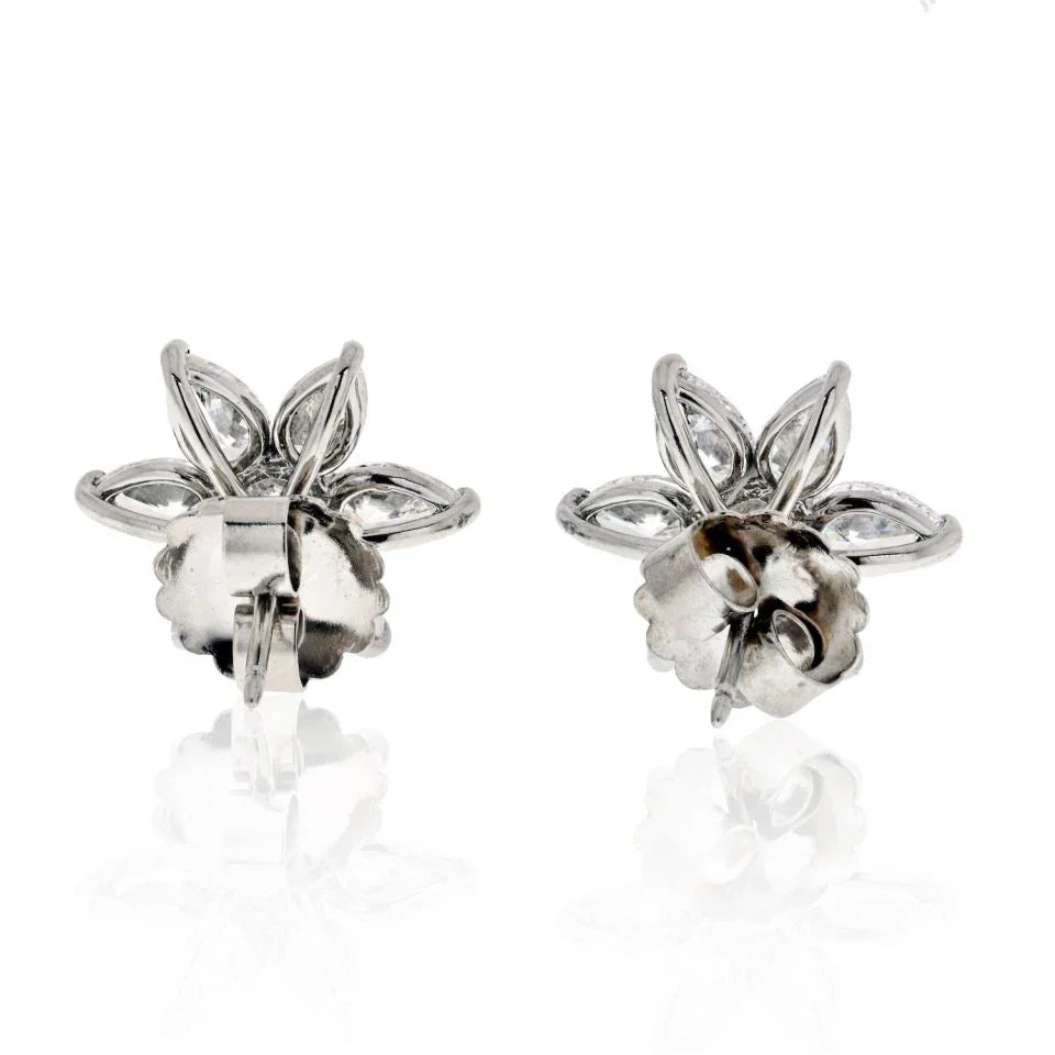18K White Gold 6.50 Carat Star Shaped Diamond Earrings - The Back Vault