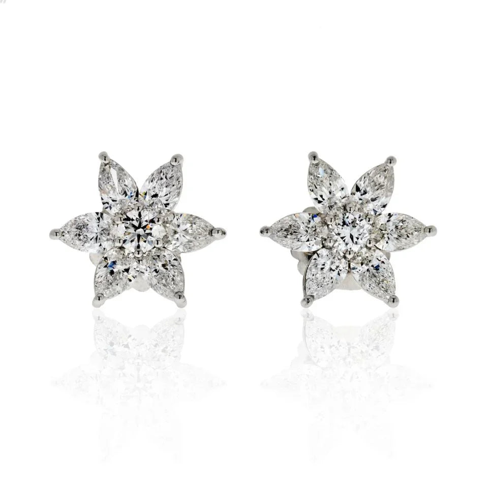 18K White Gold 6.50 Carat Star Shaped Diamond Earrings - The Back Vault