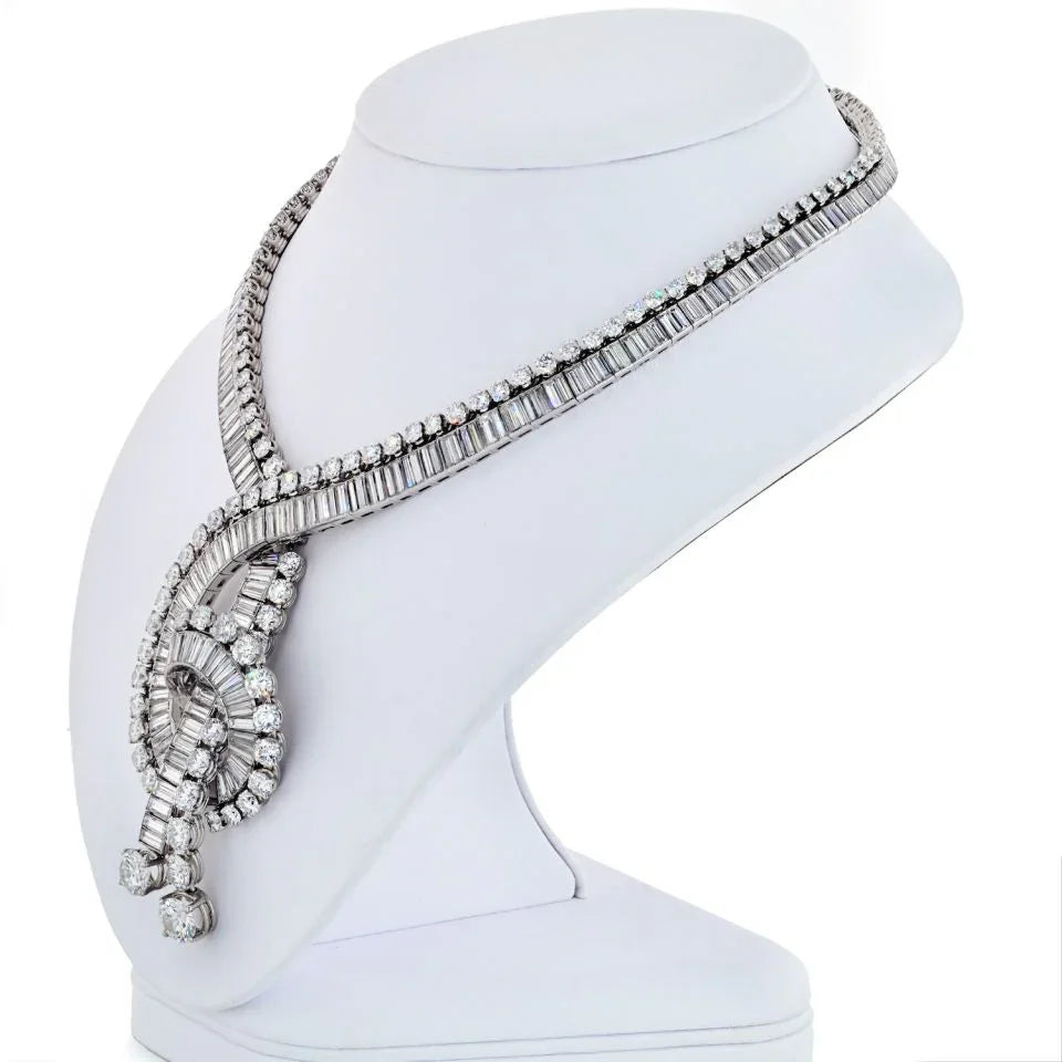 Boucheron 1960's Platinum 111 Carat Magnificent Musical Note Diamond Necklace - The Back Vault