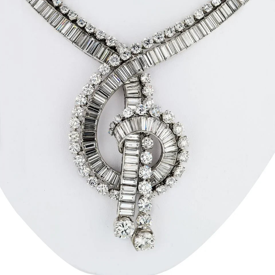 Boucheron 1960's Platinum 111 Carat Magnificent Musical Note Diamond Necklace - The Back Vault
