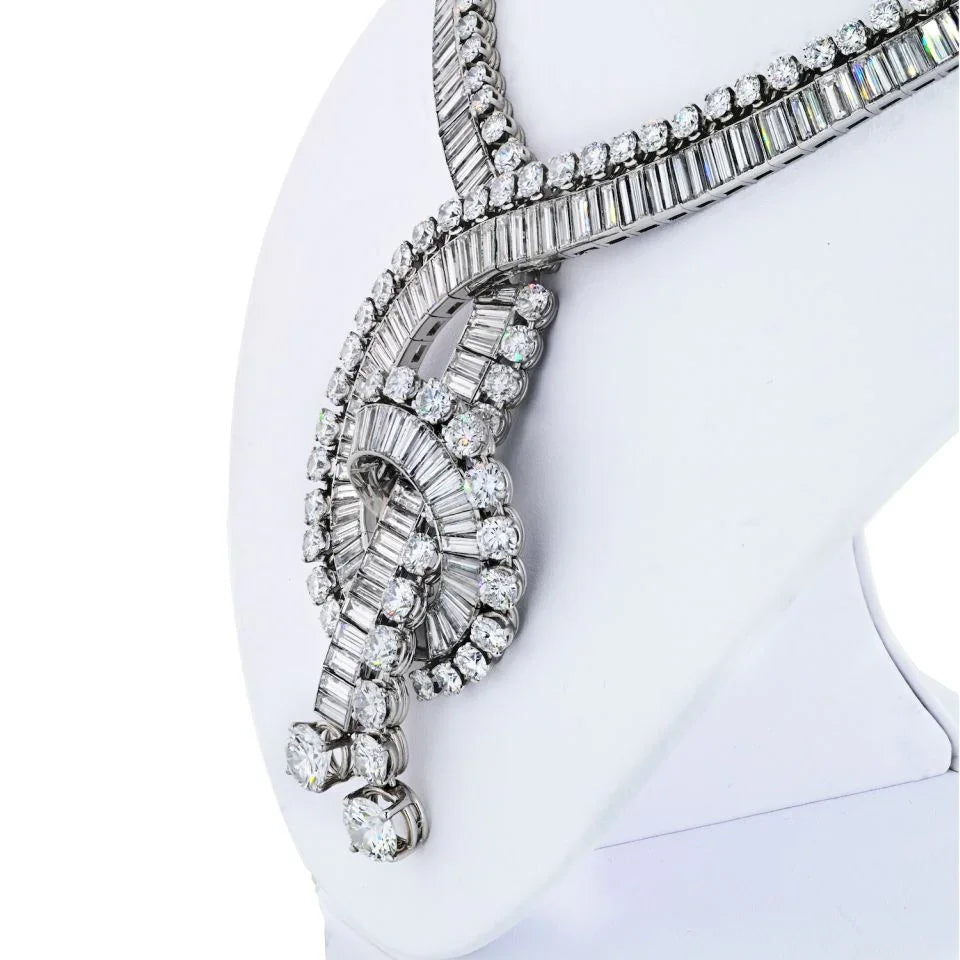 Boucheron 1960's Platinum 111 Carat Magnificent Musical Note Diamond Necklace - The Back Vault