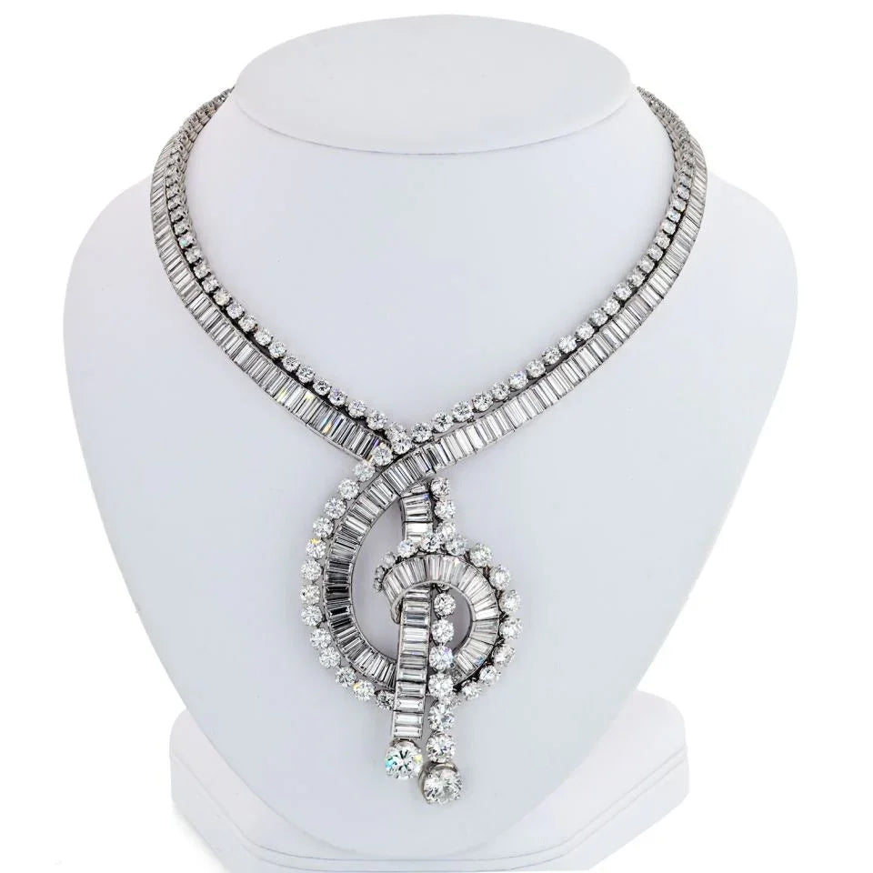 Boucheron 1960's Platinum 111 Carat Magnificent Musical Note Diamond Necklace - The Back Vault
