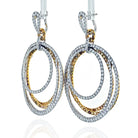 18K Two Tone 24.57 Carat Pave White And Chocolate Diamond Dangling Hoop Earrings - The Back Vault