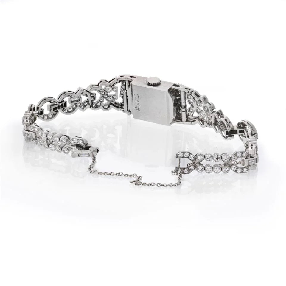 Art Deco Platinum 6.50 carat Diamond Glycine Wrist Women Watch - The Back Vault