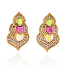 18K Yellow Gold Tourmaline, Peridot, And Diamond Clip-On Earrings - The Back Vault