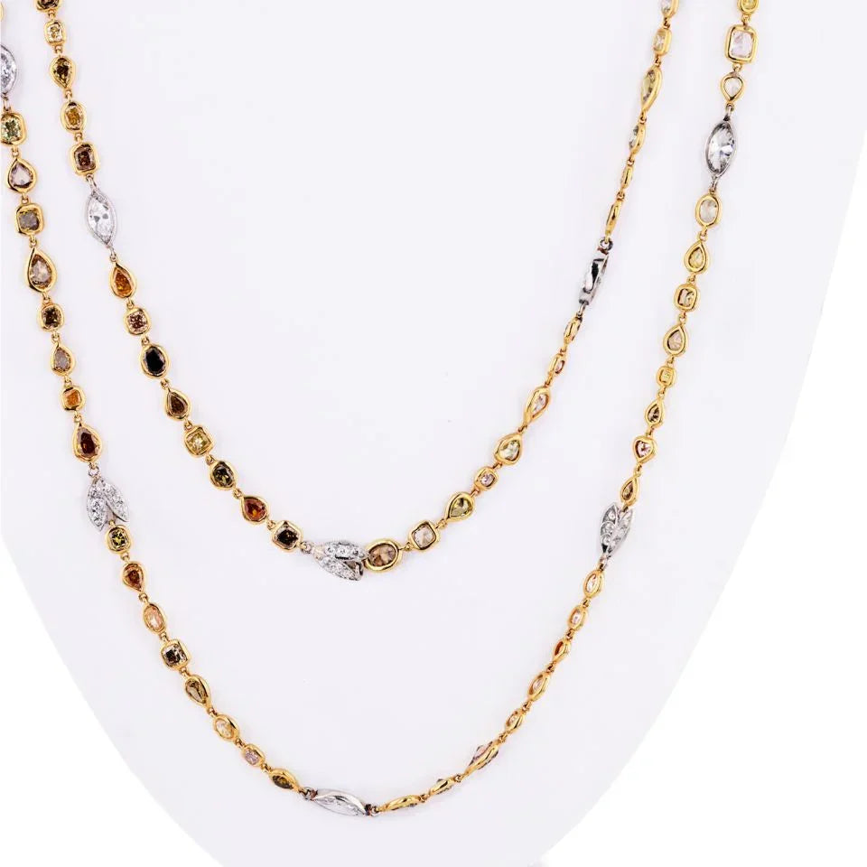 41 carat Fancy Color And White Diamonds by the Yard Necklace - The Back Vault