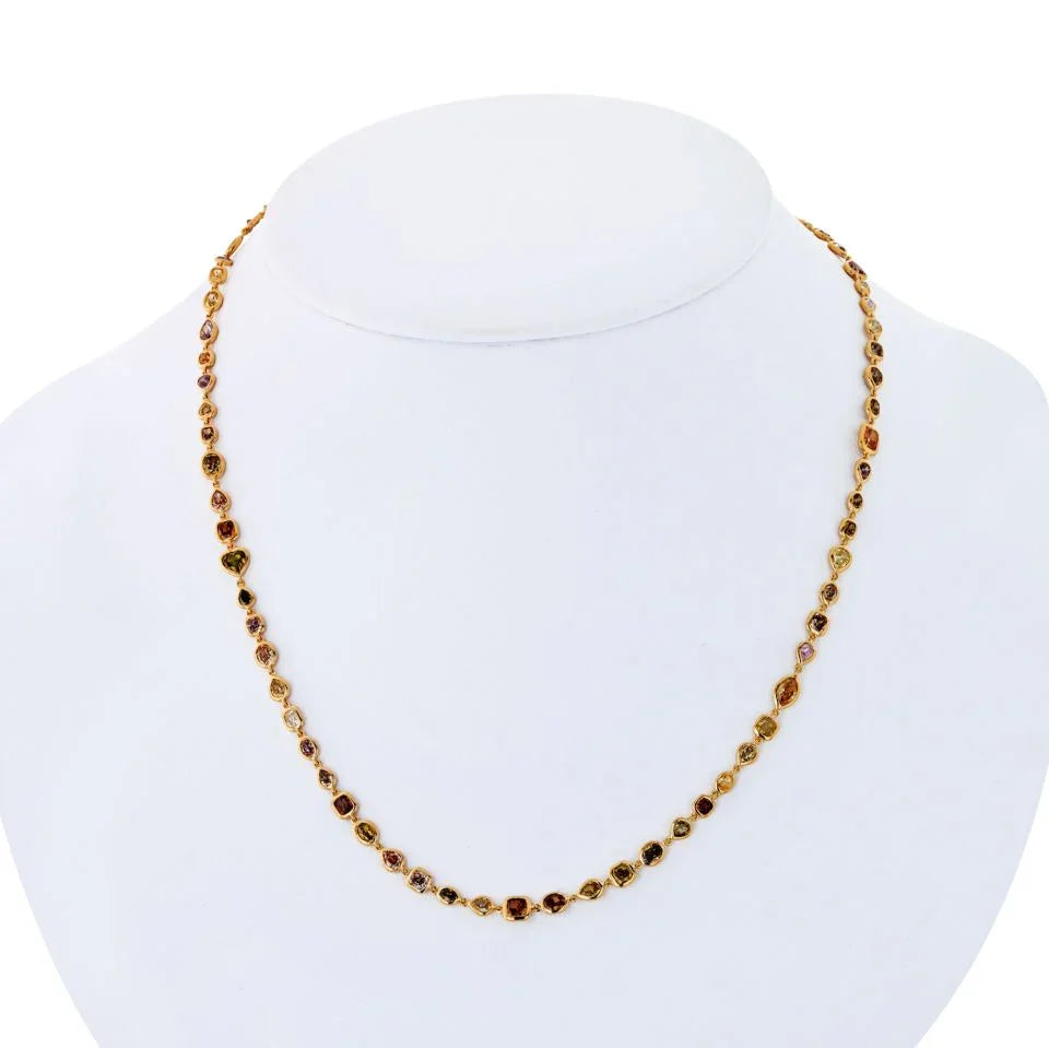 18K Yellow Gold 10.50 carat Fancy And White Color Diamonds by the Yard Necklace - The Back Vault